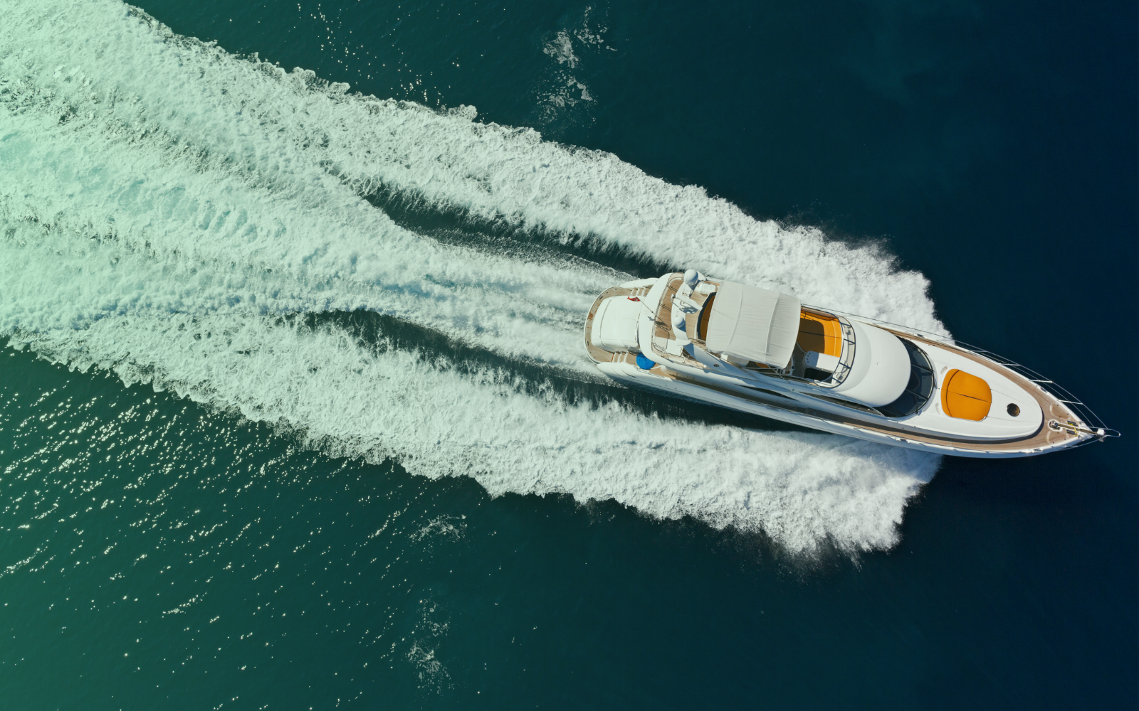 Superyacht cutting through open water